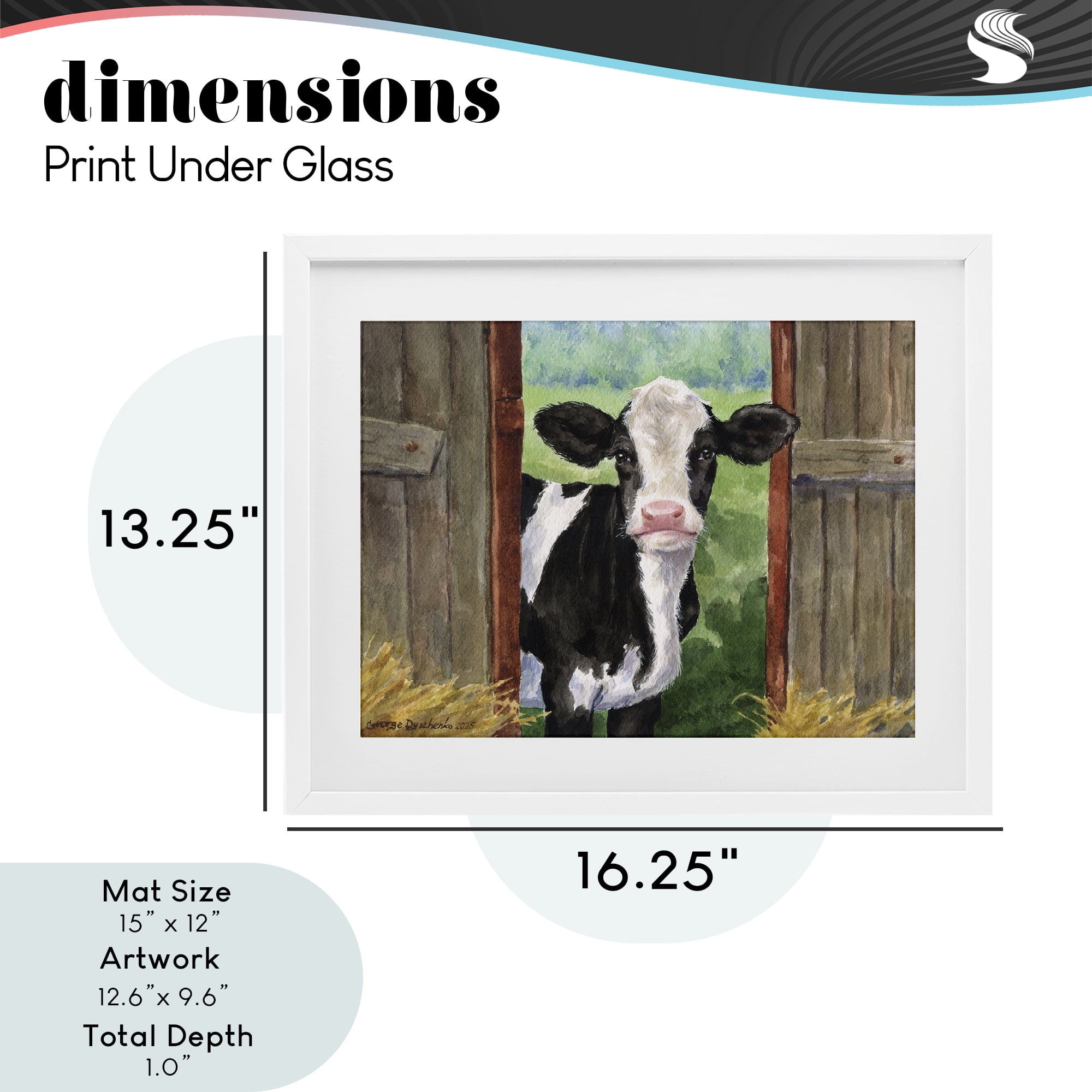 Stupell Industries Cow in Wooden Gate White Framed Print Under Glass, design by George Dyachenko