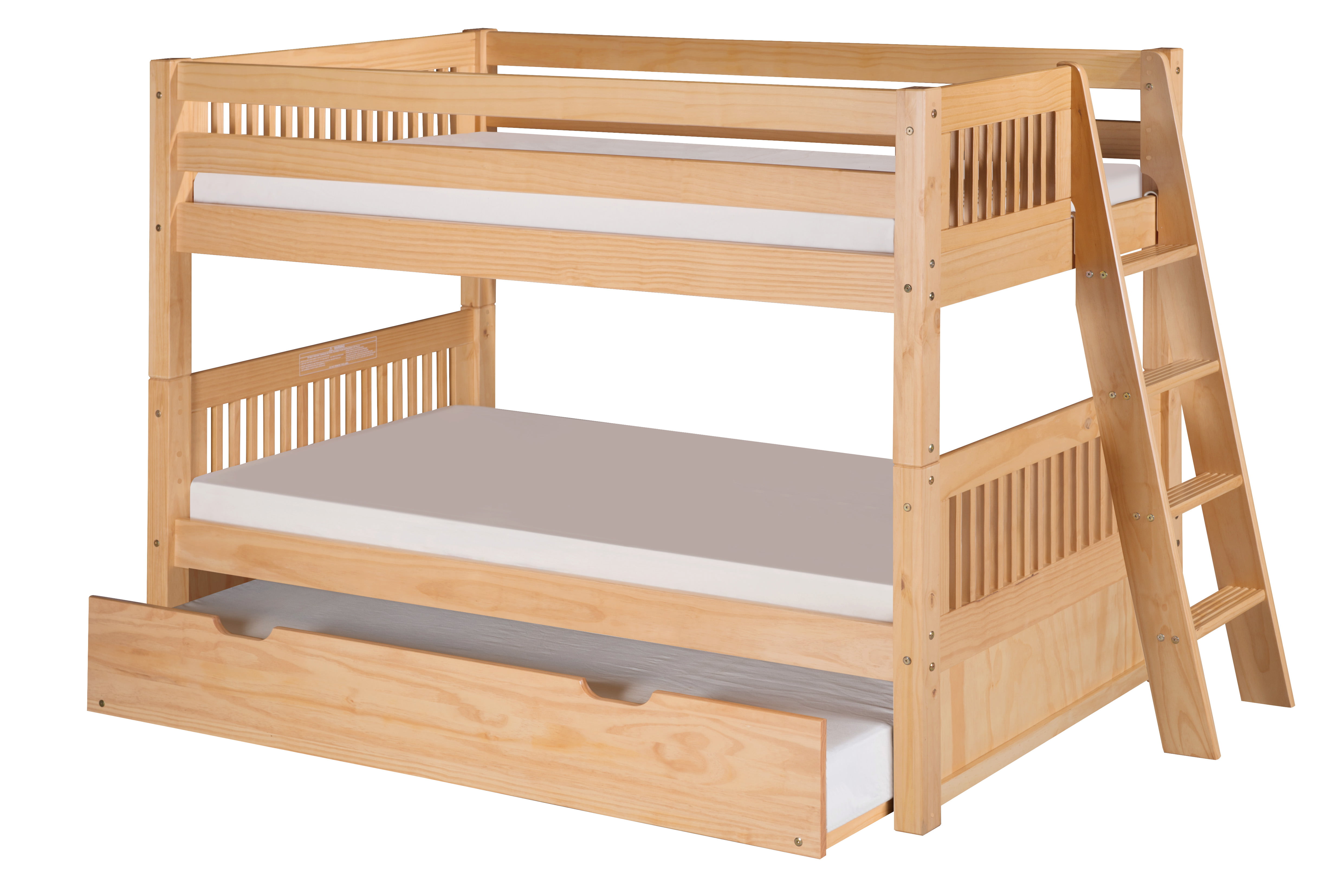 Camaflexi Twin over Twin Low Bunk Bed with Twin Trundle 