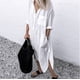 thumbnail image 1 of Summer Shirt Long Dress Women Casual Long Sleeve Side Split Button Dresses 2023 Female Elegant Solid Color Pocket Loose DressesS Gao Jinjia LED, 1 of 2