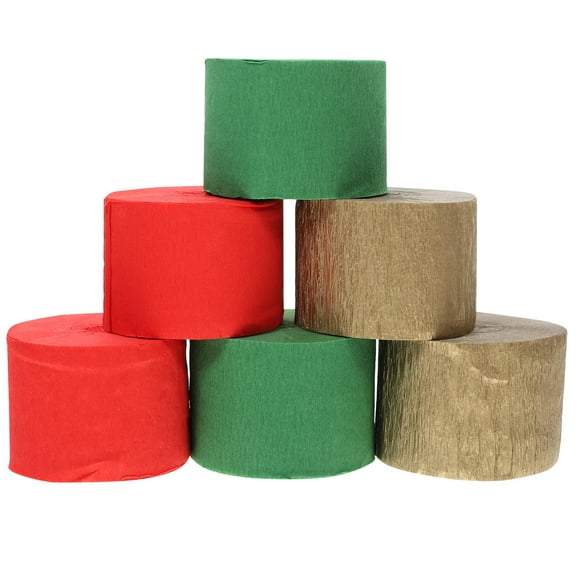 Niceauty Birthday Streamers Red Crepe Paper 6Pcs