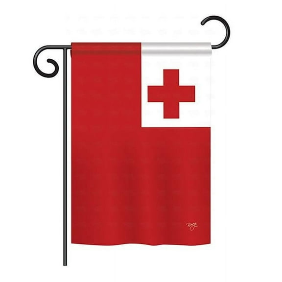 Breeze Decor BD-CY-GS-108362-IP-BO-D-US15-BD 13 x 18.5 in. Tonga Flags of the World Nationality Impressions Decorative Vertical Double Sided Garden Flag Set with Banner Pole