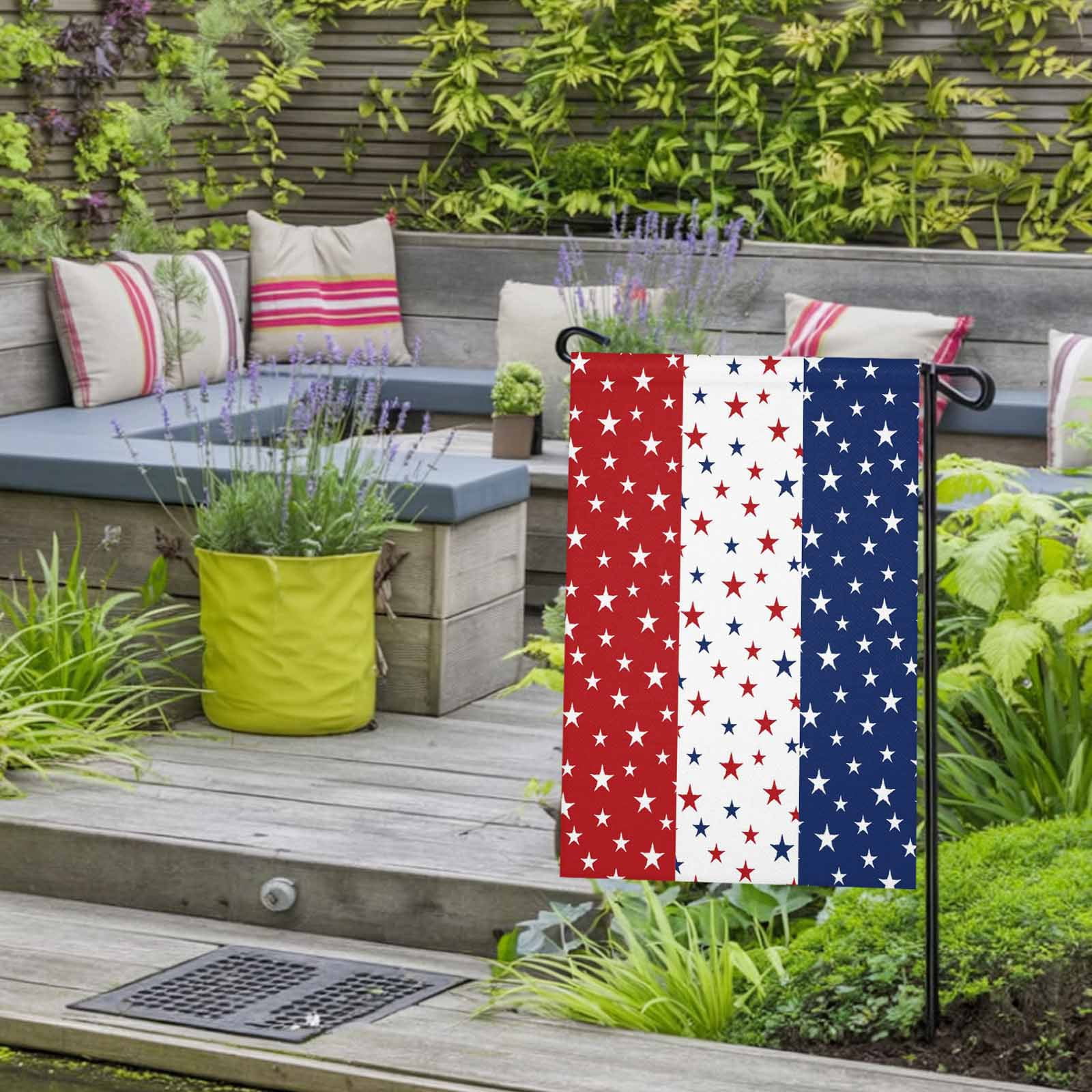 4th of July Garden Flags Patriotic Stars USA Flag Garden Flag Double Sided Welcome Flag Red White and Blue Stripes Independence Day Yard Flags for Outdoor Lawn Porch Memorial Day Decor 28x40 Inch