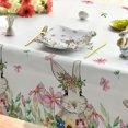 thumbnail image 5 of Easter Tablecloth 60×60 Inch, Spring Flower Bunny Washable Table Cover for Party Picnic Dinner Decor, 5 of 6