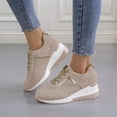 thumbnail image 2 of Junboys Womens Fashion Platform Casual Sneakers - Wedge Lace-Up Tennis Shoes for Comfort Daily Style,Beige 36, 2 of 4