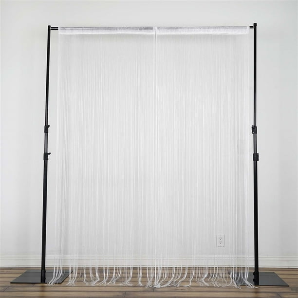 8 Ft Long White Silk String Tels Backdrop Curtains For Party 2pc 8 Ft Long White Silk String Tels