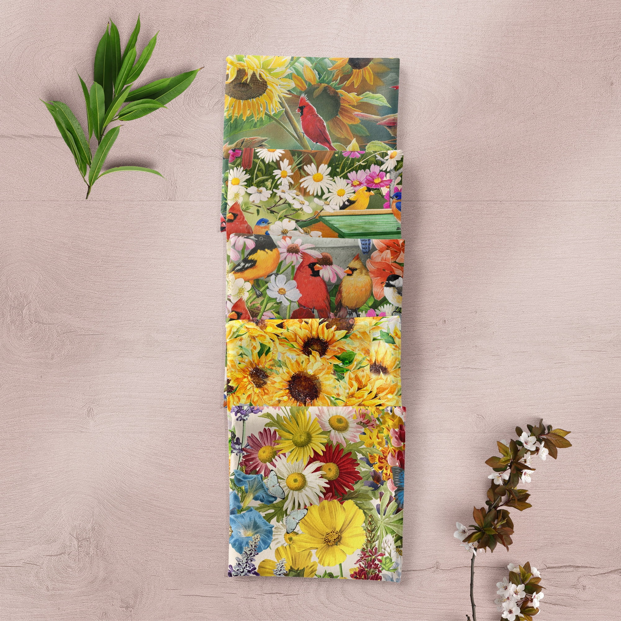 David Textiles 18" x 21" 100% Cotton Spring, Multi-color, for Quilting & Sewing, 5 Pieces