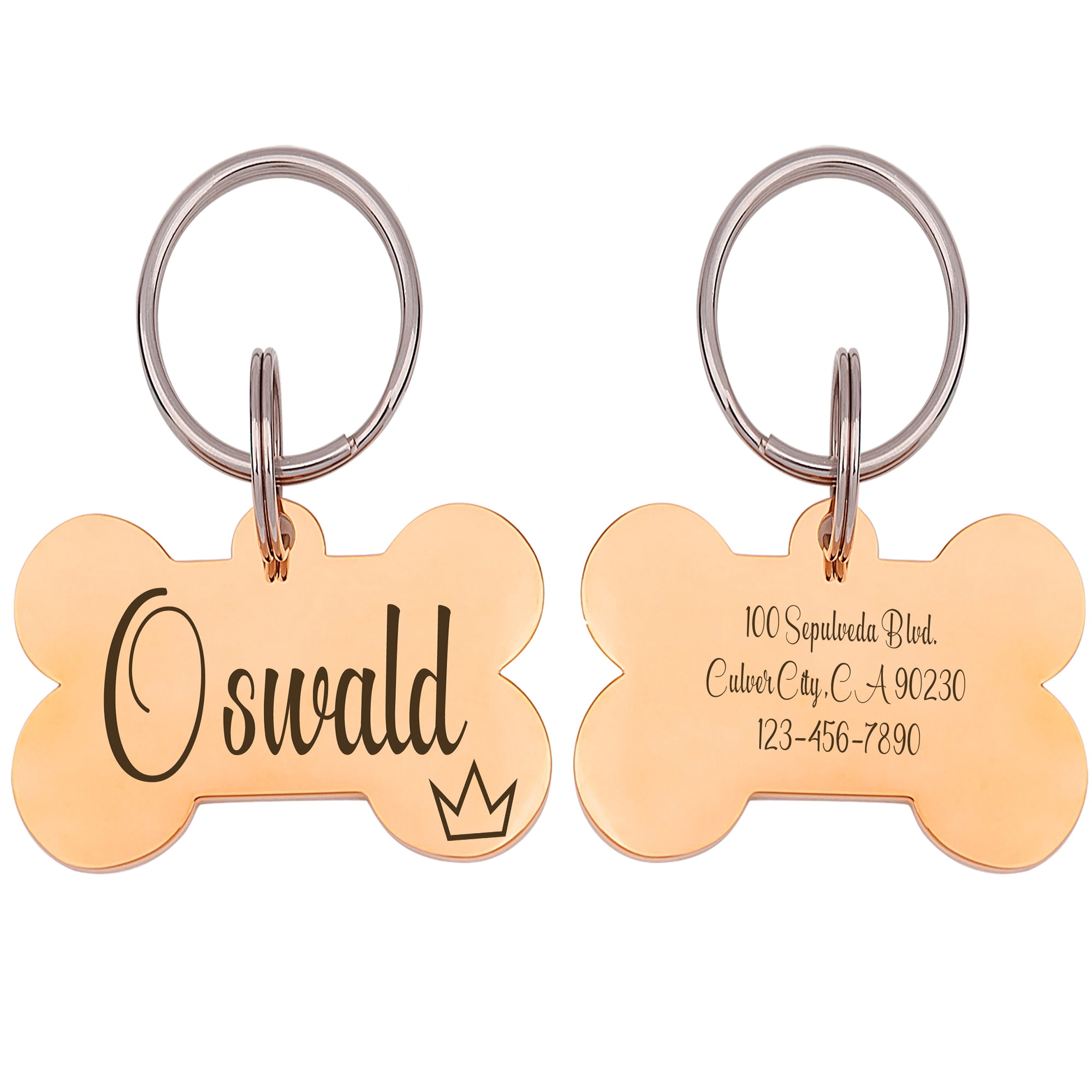Dog Tag - Dog Tags for Dogs Personalized - Dog Name Tags - Dog Collar Tag -  Rose Gold Dog Tag with Icon - Dog Id Tags Double Sided