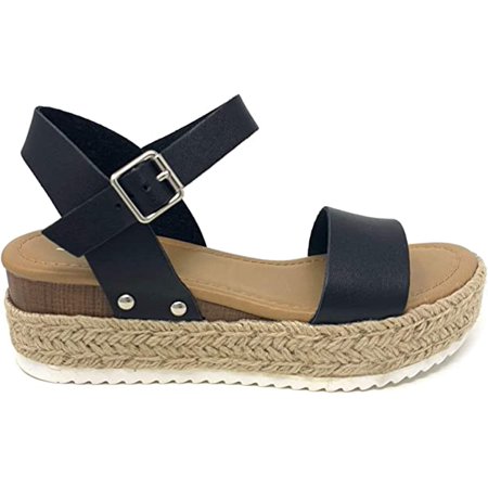 

Soda Women s Topic Open Toe Buckle Ankle Strap Espadrille Synthetic sandals