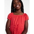 thumbnail image 4 of Wonder Nation Girls' Bow Front Peasant Top with Short Puff Sleeves, Sizes 4-18 & Plus, 4 of 6