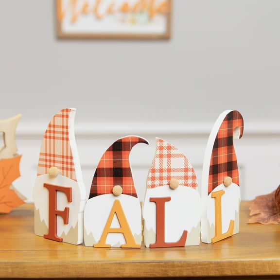 Northlight Plaid Gnomes Fall Harvest Wooden Sign - 10"