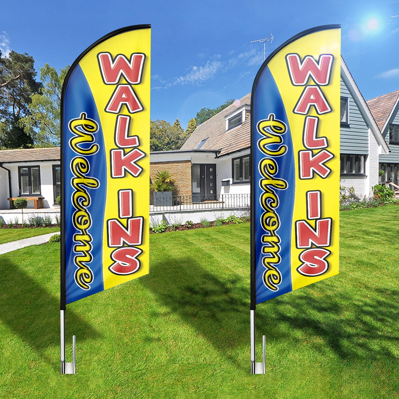 Welcome Walk ins Sign Feather Flag,8FT Welcome Walk ins outdoor advertising flag, Welcome Walk ins Business Sign,Welcome Walk ins Swooper Flag（FLAG ONLY）