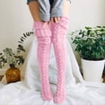 thumbnail image 2 of Women's Thigh High Socks Over the Knee Cable Knit Boot Socks, Long Warm Fashion Leg Warmers Winter Pink One Size, 2 of 4