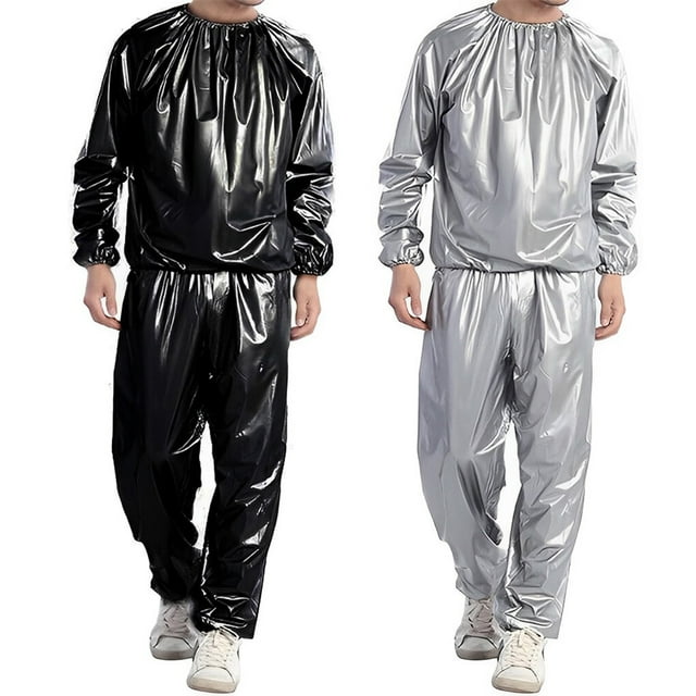 pitrice Ensemble de Sauna pour Adultes Salon Maison Exercice Perte de Poids Veste Réutilisable Lavable Vêtements de Sport Argent G