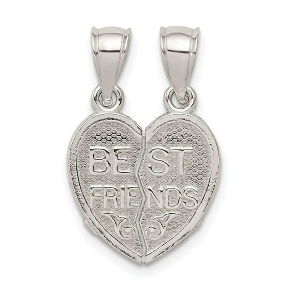 Sterling Silver Polished Mini Best Friends Break Away Heart Pendant