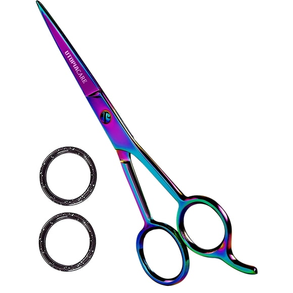 Utopia Care Hair Cutting and Hairdressing Scissors 6.5 Inch, Premium Stainless Steel Shears with Smooth Razor, for Salons, Professional Barbers, Men & Women, Kids, Adults, & Pets - Rainbow - Pack of 1