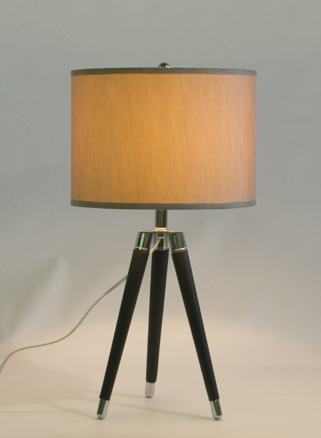 Mid Century Modern Tripod Leather, Black Tripod Desk Lamp