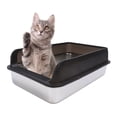 thumbnail image 2 of Stainless Steel Cat Litter Box, XL Enclosed Litter Box with High Side, Easy Clean Metal Kitty Litter Box for Big Cats, Non Sticky, Anti Leakage, Include, 2 of 7