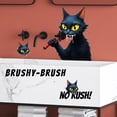 thumbnail image 2 of Adhesivos de pared con dibujos animados de gato negro con cita divertida del cepillo de dientes, 2 of 4