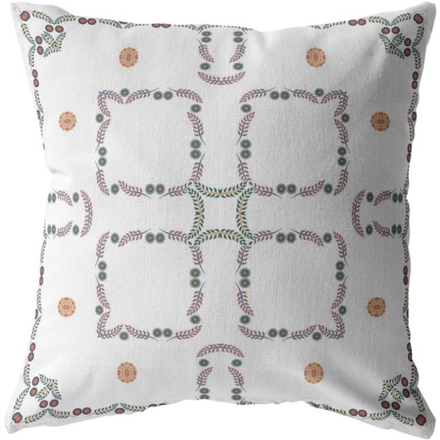 Oreiller en Tissu Drapé Intérieur / Extérieur en Blanc 18x18