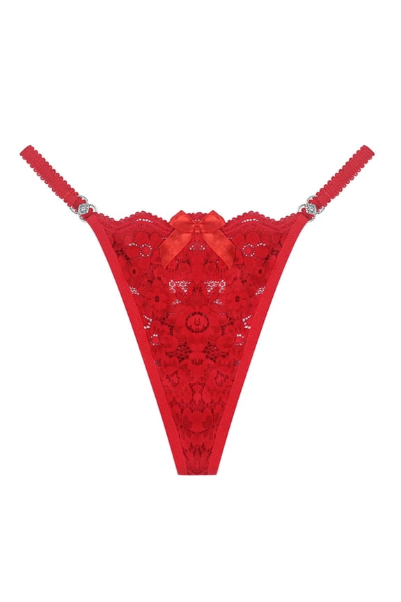 Women's Panties Ladies Fashion Europe And America Lace Underwear Thong in Large Size Elegant Skimpy Lace for Modern Women Red M
