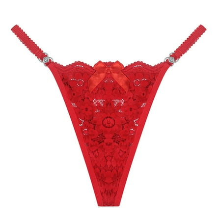 BYHONG Ladies Sexy Lace Underwear Thong Large Size Sexy Underwear Panties for Women Red XS
