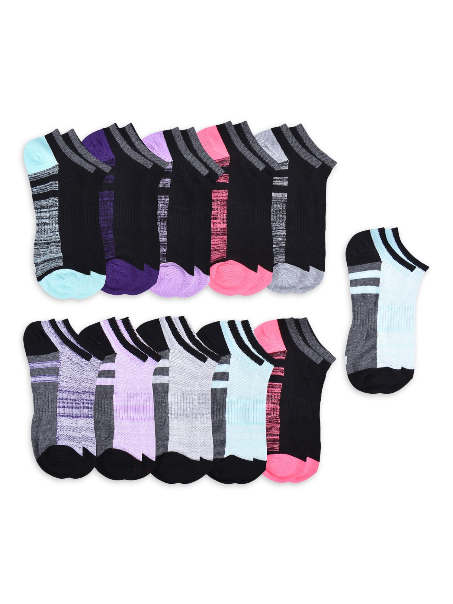Athletic Works Girls Socks, 11-Pack, Sizes S to L