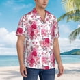 thumbnail image 2 of Lsque Peonies And Roses pattern Hawaiian Shirt for Men, Unisex Summer Beach Casual Short Sleeve Button Down Shirts-Large, 2 of 9
