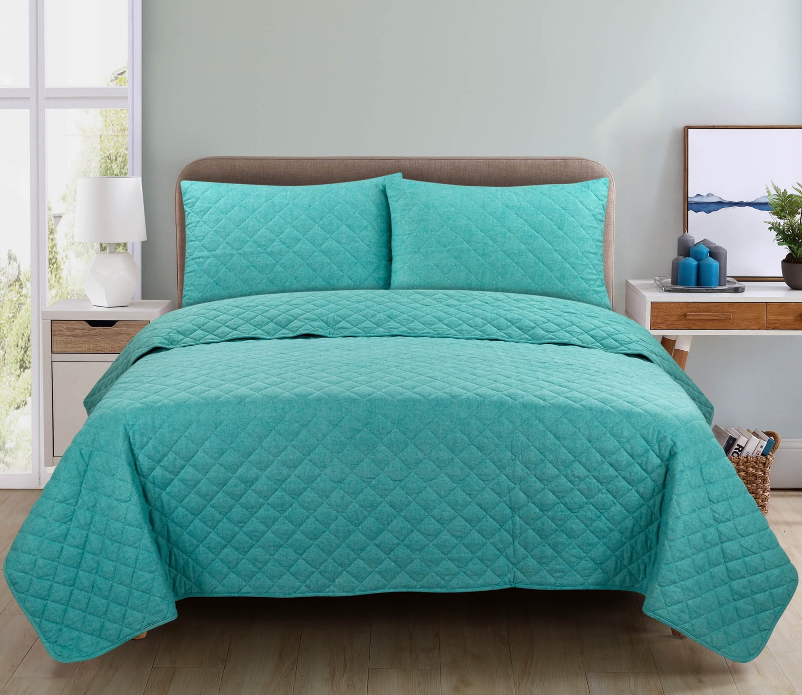 Mainstays Lightweight Cotton 2Piece Quilt Set, Twin/TwinXL, Blue