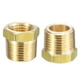 thumbnail image 1 of Adaptador reductor de conexión de tubería de latón 3/8" BSPT macho x 1/4" NPT hembra para manómetro de presión de agua y aceite, paquete de 2, 1 of 5