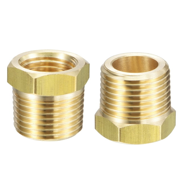 Adaptador reductor de conexión de tubería de latón 3/8" BSPT macho x 1/4" NPT hembra para manómetro de presión de agua y aceite, paquete de 2