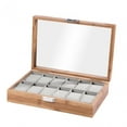thumbnail image 5 of Wood Watch Box Lockable Portable Large Display Organizer for Watches Bangles 12 Slots, 5 of 8