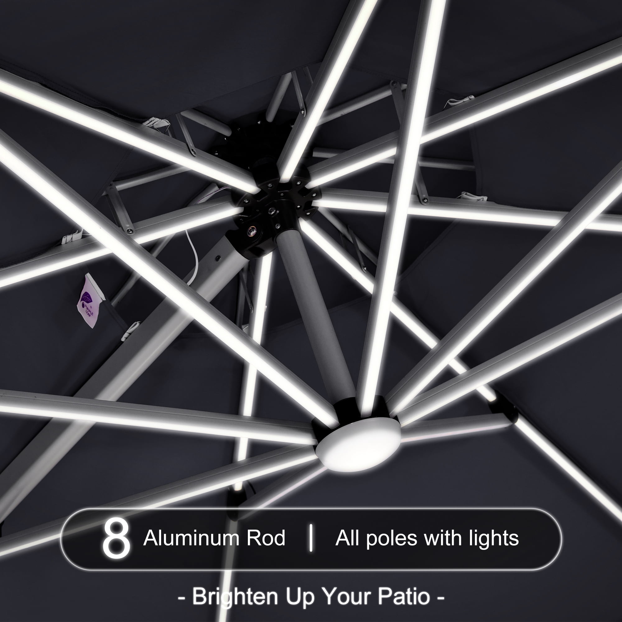 PURPLE LEAF 11FT Round Solar Powered LED Patio Umbrella Outdoor Large Cantilever Umbrella for Garden Deck Pool Patio, Gray - Walmart.com PURPLE LEAF 11FT Round Solar Powered LED Patio Umbrella Outdoor Large Cantilever Umbrella for Garden Deck Pool Patio, Gray - Walmart.com