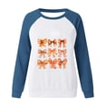 thumbnail image 4 of Rbaofujie Chandails d'Automne pour Femmes Mode Action de Grâce Décontracté Imprimé Col Rond Ample Manches Longues T-shirt Blouse Bleue Chandails à Capuchon pour Femmes, 4 of 4