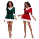 thumbnail image 2 of Disfraz de Papá Noel con media manga para mujer, traje de Cosplay con cinturón, vestido de Navidad, 2 of 7
