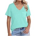 thumbnail image 2 of Otvok Fashion Womens Casual Short Sleeve Solid Pocket Tops Ladies V-Neck Blouse, 2 of 6