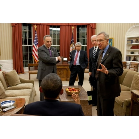 President Obama And Vp Joe Biden Meet With Senate Majority Leader Harry Reid And Sen. Charles Schumer After The 2010 Mid-Term Elections. In