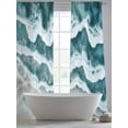 thumbnail image 5 of Abstract Beach Wave Sheer Curtains 96 Inches Long 2 Panels Watercolor Blue Ocean Light Filtering Semi Sheer Window Curtains Drapes for Bedroom Living Room 52"x96", 5 of 7