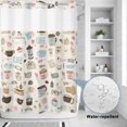 thumbnail image 4 of No Hook Shower Curtain with Built-in Rings - Cartoon Coffee Washable Waterproof Fabric Bathroom Curtains for Hotel,Rentals, 72X 96 Inch Extra Long , Gift for Coffee Lover, 4 of 9