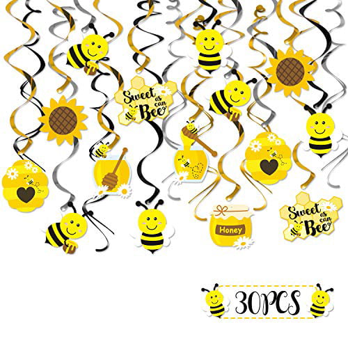 Faisichocalato Honey Bumble Bee Hanging Swirl Decoration Ceiling Streamers for Bee Themed Birthday Party Sweet As Can Bee Baby Shower Gender Reveal