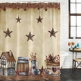 thumbnail image 3 of Star Brown Waterproof Fabric Shower Curtain,Farmhouse American Country Vintage Berry Waterproof Fabric Shower Curtain for Bathroom Curtains Bathtubs Hotel Shower Curtains with 12 Hooks Small 36x78in, 3 of 8