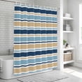 thumbnail image 6 of Blue Khaki Striped Shower Curtain, Waterproof Shower Curtains for Bathroom, Farmhouse Stripes Modern Abstract Art Washable Fabric Bathtub Curtain Set Bath Decor with 12 Hooks Standard 72"x72", 6 of 8