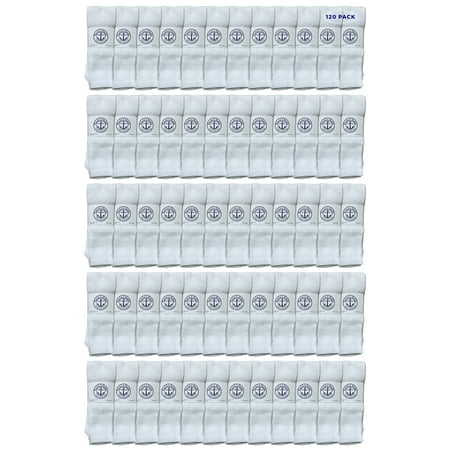 Yacht & Smith Mens Wholesale Bulk Tube Socks, 22Inch Cotton Sport Tube Socks - 10-13 - White - 120 Packs