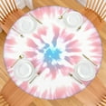thumbnail image 2 of Colorful Tie Dye Pattern Round Fitted Tablecloth with Elastic Edge,Dining Table Cover Waterproof,Outdoor Round Tablecloth for Camping,Dining,Indoor and Outdoor, 2 of 7