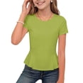 thumbnail image 2 of ATOGUTA Shirts For Teens Short Sleeve Tshirts Crewneck Cute Summer Casual Basic Tops for Kids Teen Size 3T-15, Green, 2 of 6