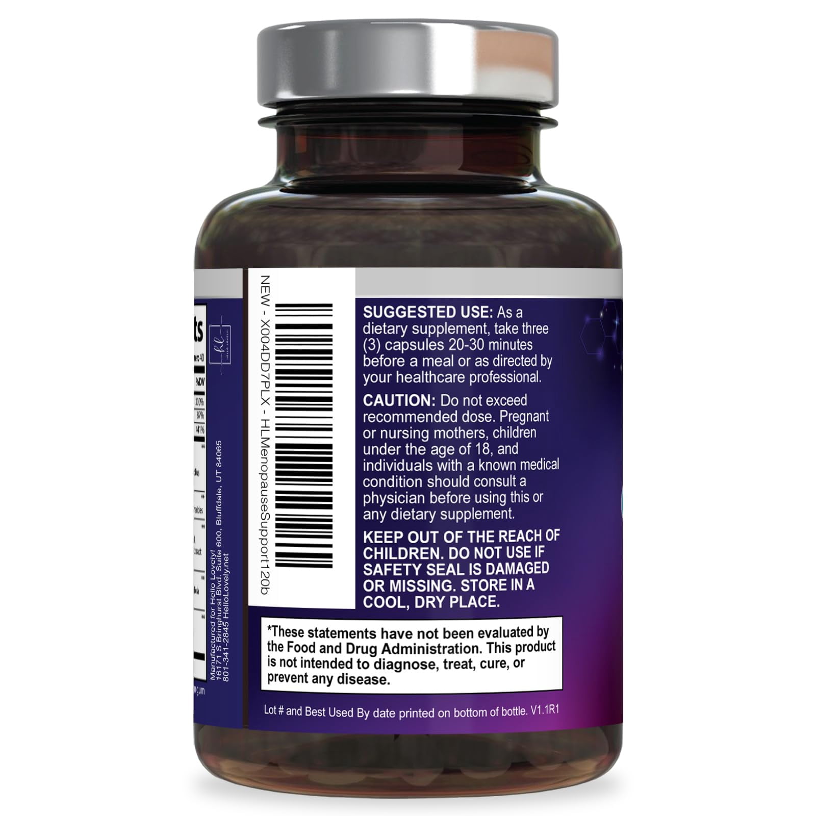 Menopause Supplements for Women - Hot Flash Night Sweats & Menopause Relief Pills - Probiotic Blend 8 Billion CFU Per Serving with Dong Quai & Black Cohosh - Vaginal, Digestive Support - 120 Capsules