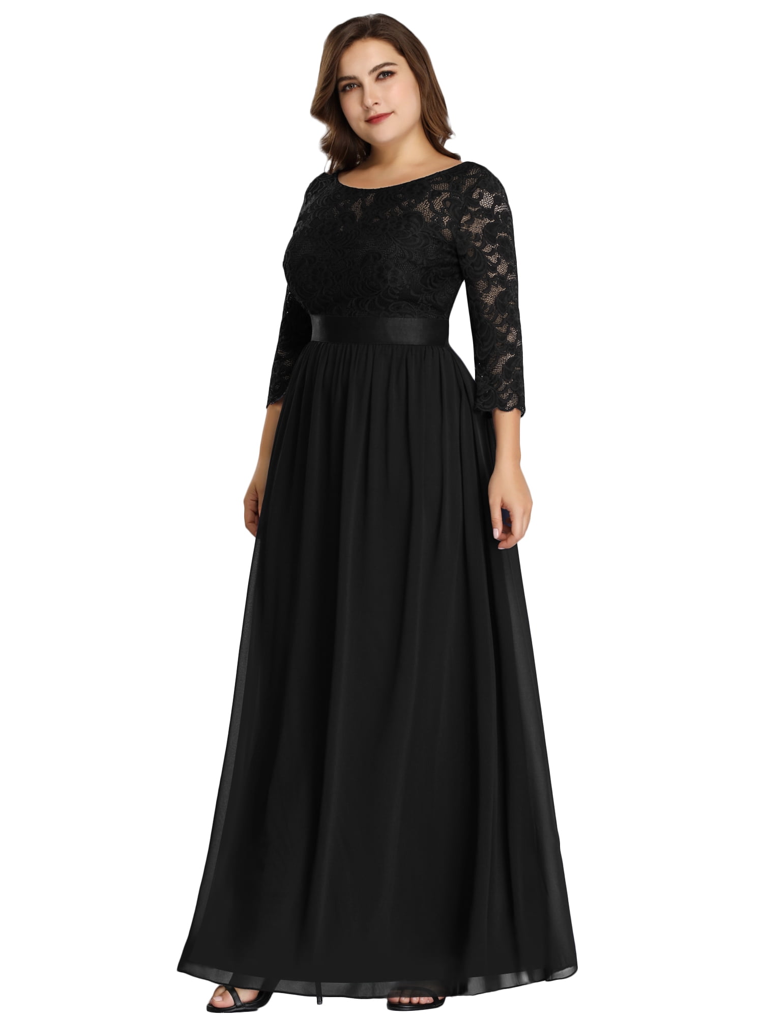 plus size lace long sleeve dresses