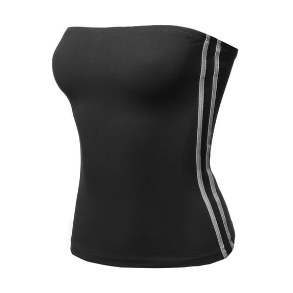 FashionOutfit Women's Casual Two-Stripes Side Detail Solid Tube Tank Top