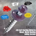 thumbnail image 2 of EAGLE 1 (250 Count) Metal Roofing Screws Painted Hex Washer Head Sheet Metal Roof Screw. Self Starting/self Tapping Metal to Wood, Sheet Metal Roofing siding Screws (3", Burgundy), 2 of 4