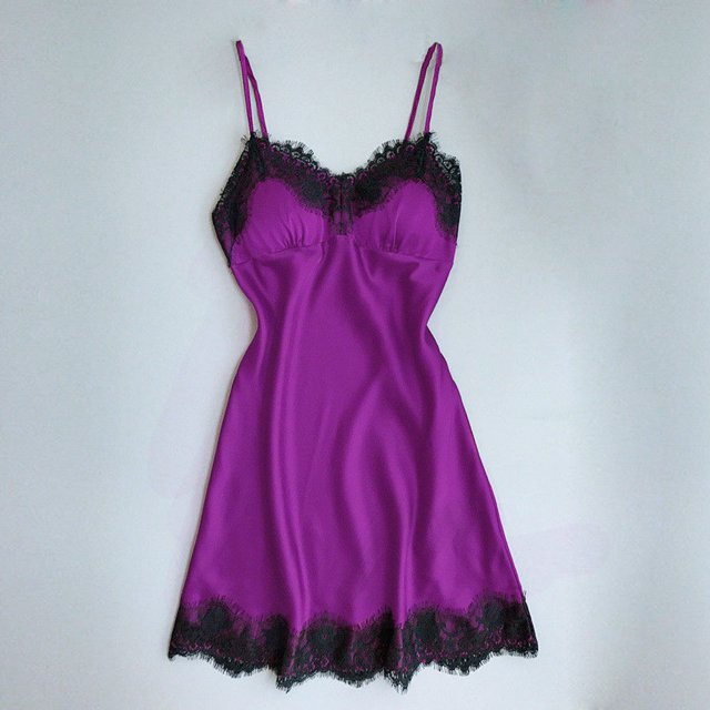 Ropa interior sexy Pijamas divertidos para el hogar Tentación sexy para mujer Camisón con tirantes de encaje y escote en V
