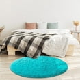 thumbnail image 2 of DweIke Round Rug for Bedroom,Soft Shaggy Area Rugs for Living Room Decor,Fluffy Circle Carpets for Nursery,4'x4',Blue, 2 of 7
